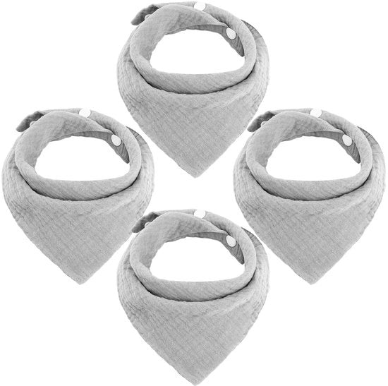 Pacco da 4 di pannoloni per bebè a forma di triangolo, grigio, pannoloni a doppia faccia morbidi e assorbenti con 2 bottoni regolabili