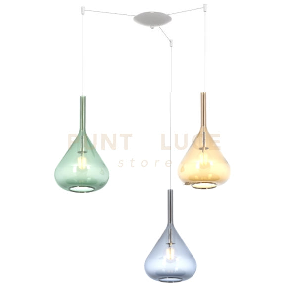 SOSPENSIONE BIANCO 3 LUCI SPOSTABILE VETRI AM + VE + BL 1177BI-S3 S-MC