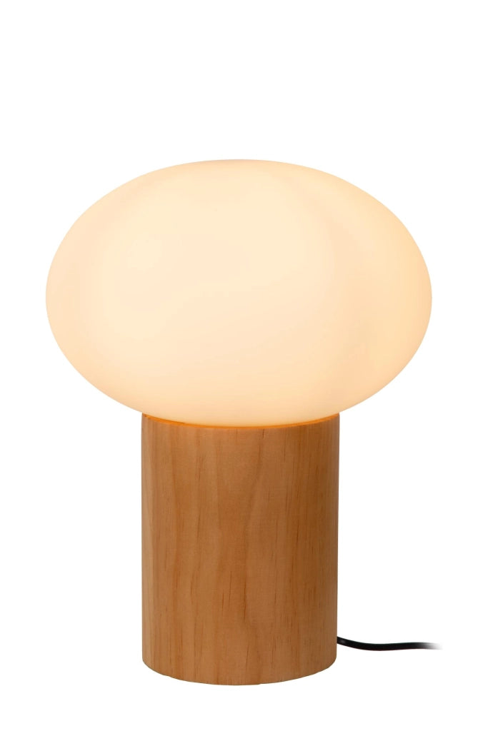 Lampada da tavolo BIRTLE 1xE27 legno chiaro vetro opale