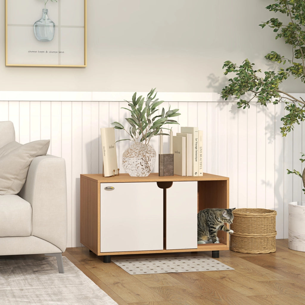 Cassettiera per bagno con ante ¨C zephmum ¨C bianco e naturale 80x48x48 cm