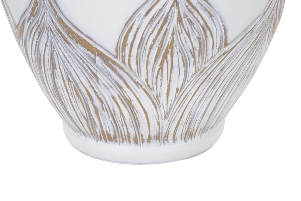 Lampada da Tavolo Ovale Atene 38x67x38 cm in Poliresina Bianco/Marrone