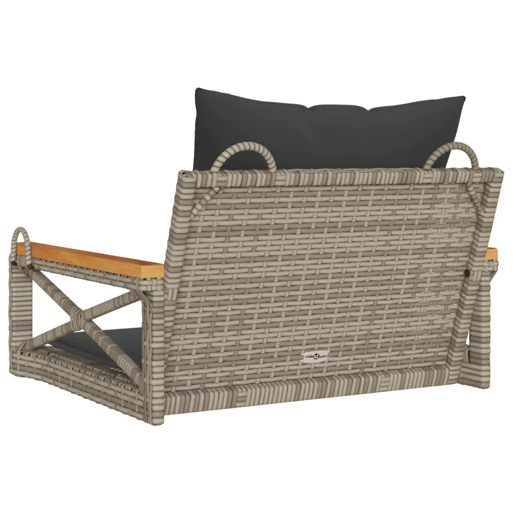 Panca da Giardino | Panchina Dondolo con Cuscini Grigia 63x62x40 cm in Polyrattan