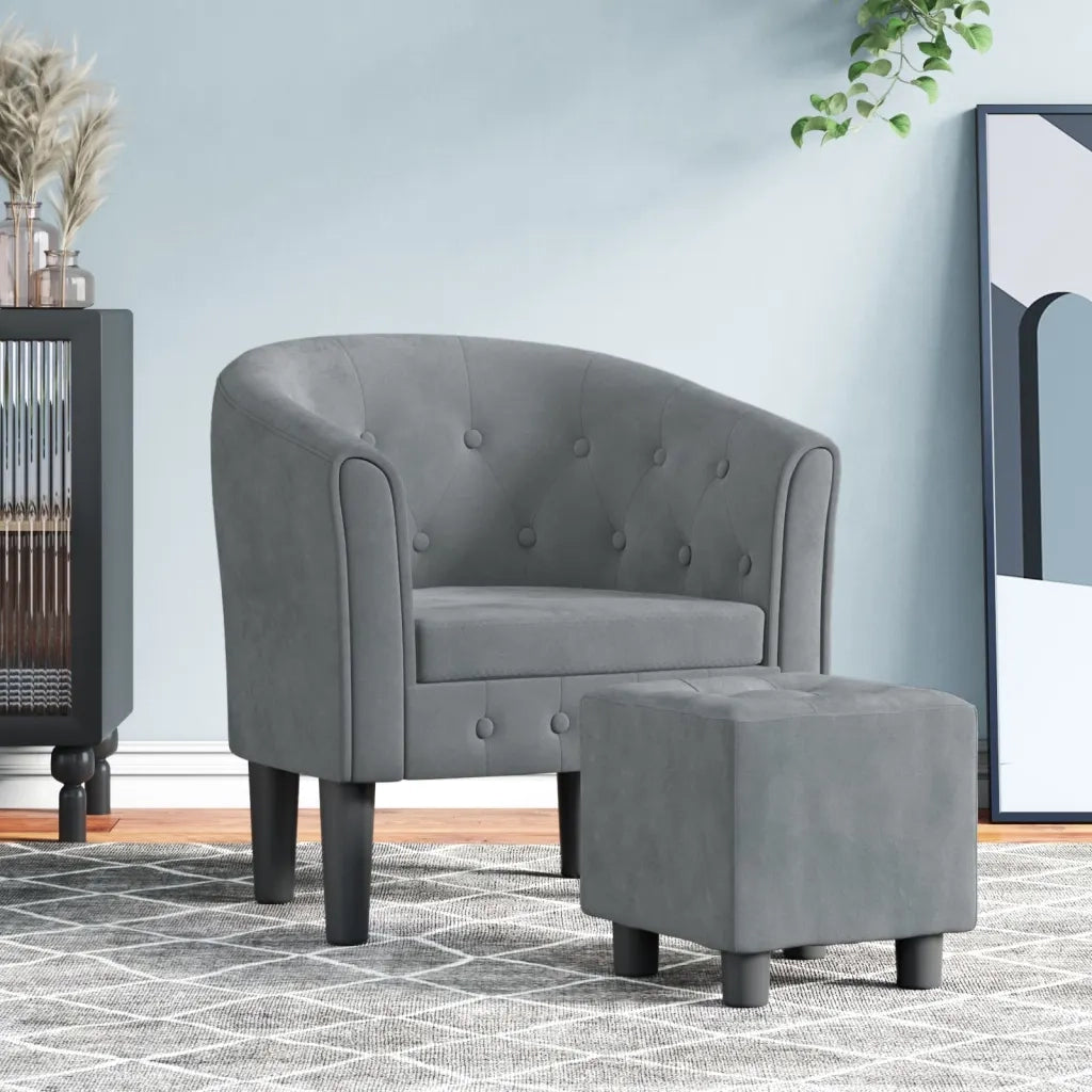 Poltrona | Sedia Relax Cabriolet con Poggiapiedi Grigio Scuro in Velluto