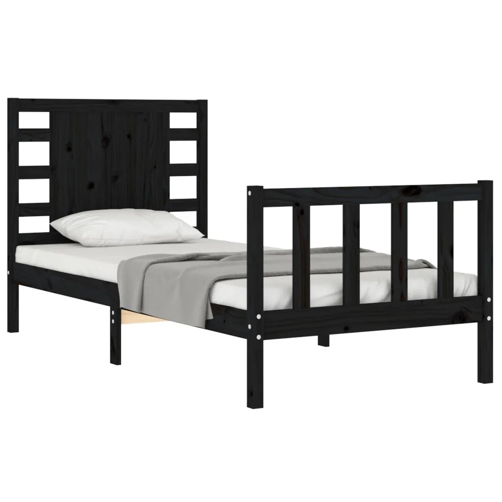Giroletto con Testiera Nero Small Single in Legno Massello 3192780
