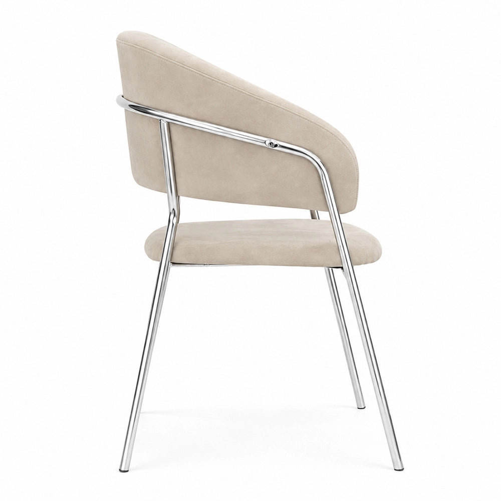 Set da 4 sedie Aurelia in velluto grigio tortora con gambe in ferro cromato