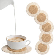 Onderzetter in vetro, 6 pezzi, rotondo, manufatto a mano, macramé, sotto piatti, sotto bicchieri, set per casa, ristorante, ufficio e bar