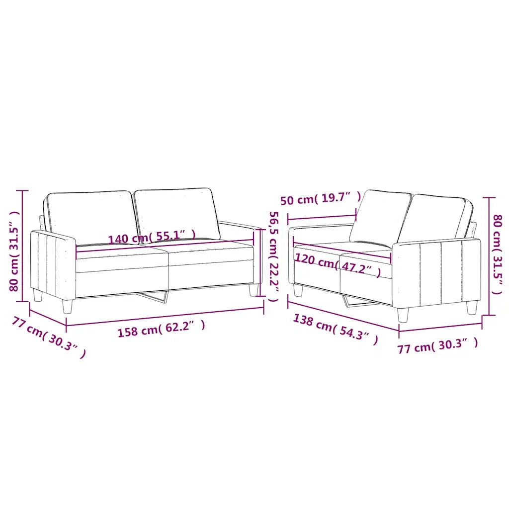 Set di Divani 2 pz con Cuscini Marrone in Velluto 3201503