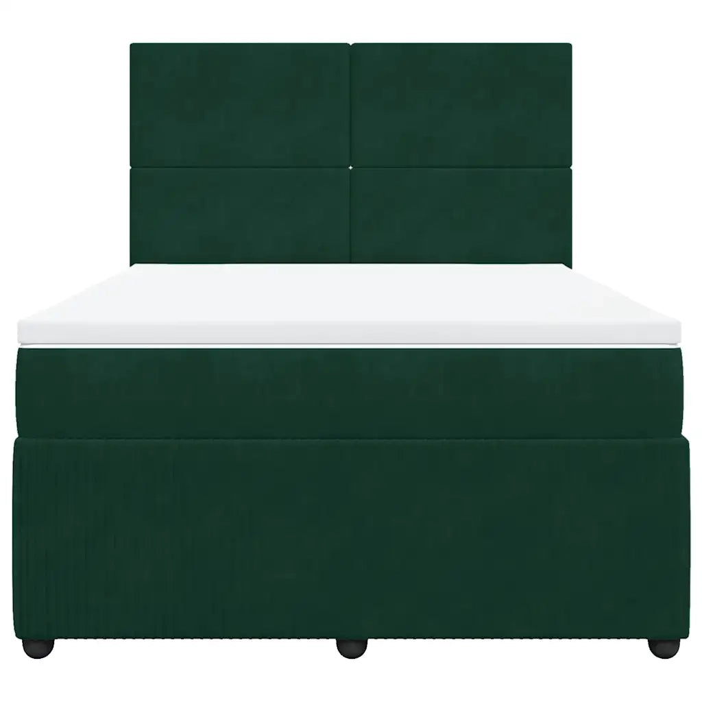Giroletto a Molle con Materasso Verde Scuro 140x200 cm Velluto 3294655