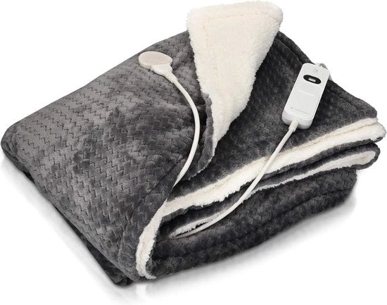 Deken Elettrico - Deken di Calore per 2 Persone - 180 x 130 CM - 3 Posizioni e Timer - Pelle Liscia - Lavabile
