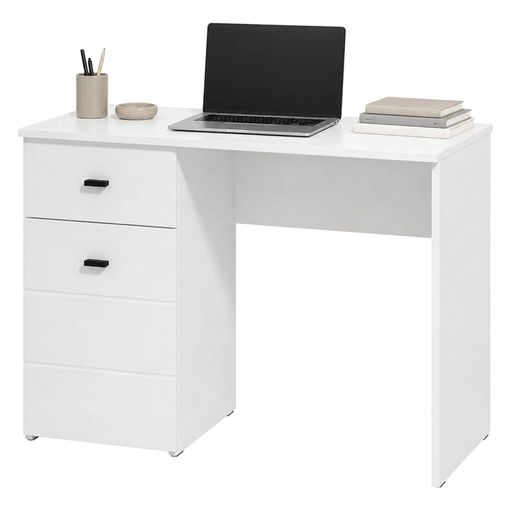 Cocham, Scrivania un Cassetto, 98x45x74h cm Bianco Opaco