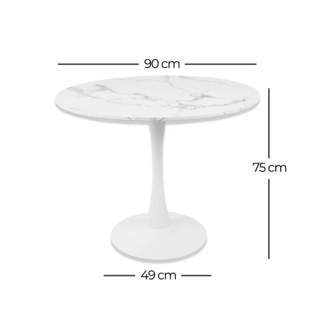 LÚZETE - TAVOLO DA PRANZO ROTONDO IN MARMO BIANCO Ø90 CM SAN ANTONI