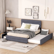 LETTO con letto estraibile e 2 cassetti 140 x 200 cm Grigio Lino