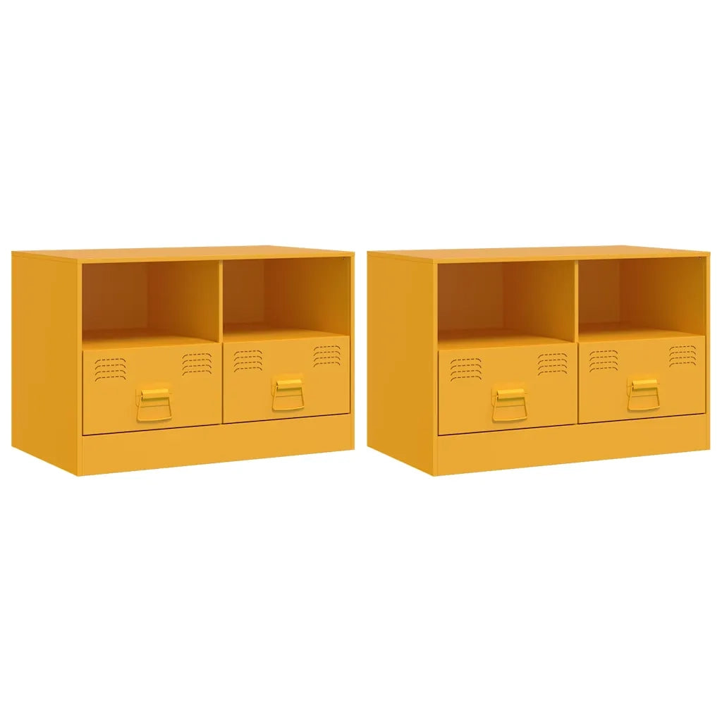 Mobili TV 2 pz | Armadietto TV | Mobile Porta TV Giallo Senape 67x39x44 cm in Acciaio