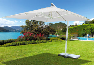 Ombrellone da Giardino Decentrato in Alluminio 3,5x3,5m Vorghini Bianco