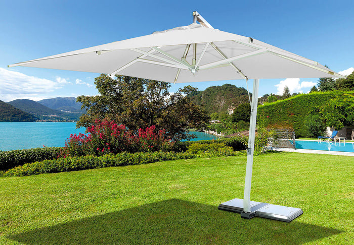 Ombrellone da Giardino Decentrato in Alluminio 3,5x3,5m Vorghini Bianco