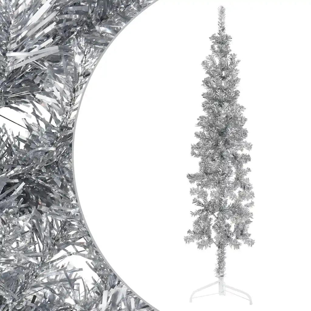 Albero Natale | Decorazioni natalizie Artificiale Sottile a Met¨¤ Supporto Argento 120cm