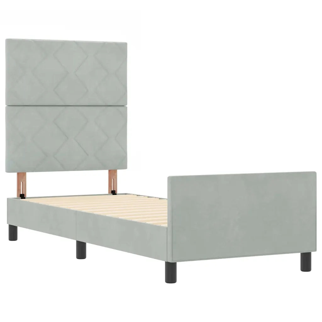 Letto a molle con testiera Grigio chiaro 80 x 200 cm Velluto 3344969