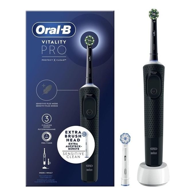 Oral-B Vitality Spazzolino Elettrico Ricaricabile Pro Nero, 2 testine