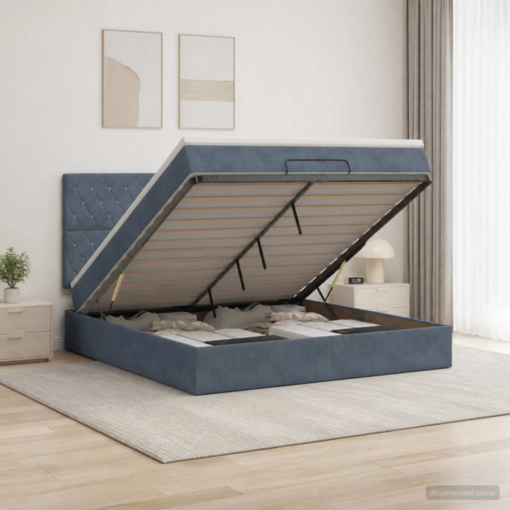 Letto Ottomano con Materasso e LED Grigio Scuro 180 x 200 cm 3458248