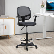Sedia da ufficio ergonomica girevole con altezza regolabile poggiapiedi schienale in mesh e schiuma nera