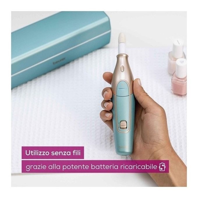 Beurer MP 84 Fresa elettronica per Unghie Professionale Cordless con Batteria Ricaricabile, 10 Accessori per Manicure e Pedicure e Pratica Custodia con Funzione di Ricarica