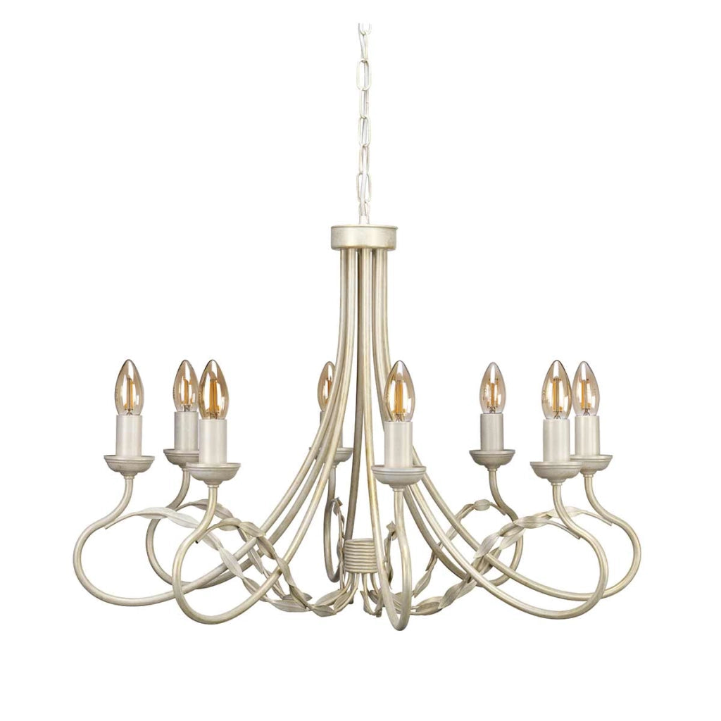 Lampadario a candeliere Olivia avorio patina oro 8xE14 Elstead