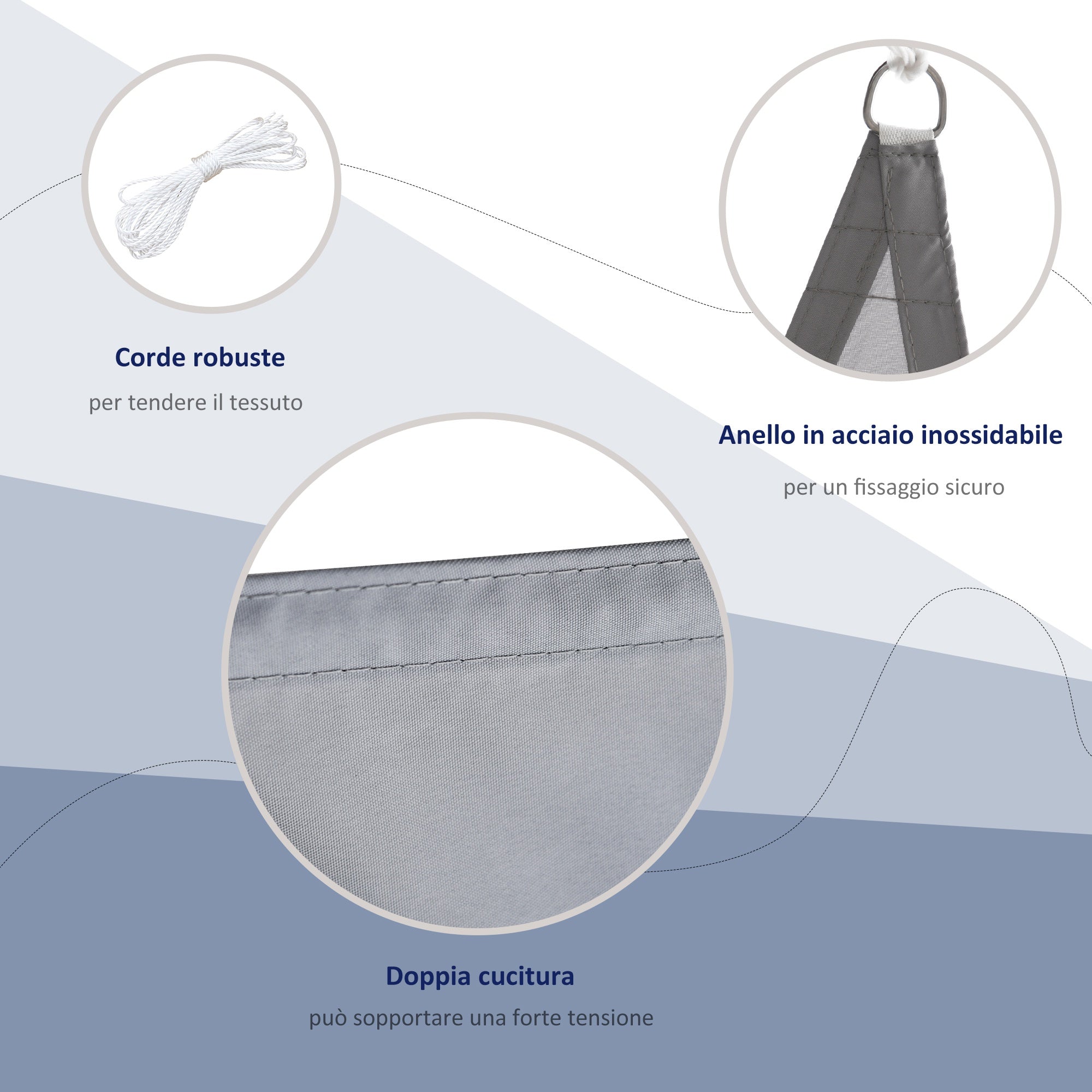 Tenda a Vela Ombreggiante Triangolare 4x4x4m in Poliestere Grigio