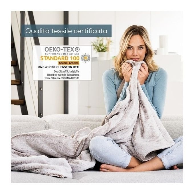 Beurer Coperta riscaldante elettrica nordica HD 150 XXL con spegnimento automatico, 200 x 150 cm, 6 impostazioni di temperatura, lavabile in lavatrice, confortevole fodera in pelliccia