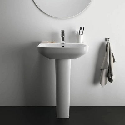 Lavabo Ideal Standard 55 cm con colonna in ceramica lucida  I.Life A