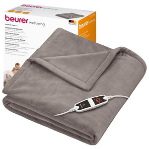 Beurer Coperta elettrica HD 150 XXL, termocoperta elettrica con spegnimento automatico, 200 x 150 cm, 6 impostazioni di temperatura, lavabile in lavatrice, morbida coperta, tortora