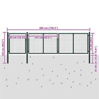 Cancello da Giardino in Acciaio 400x75 cm Verde 144310