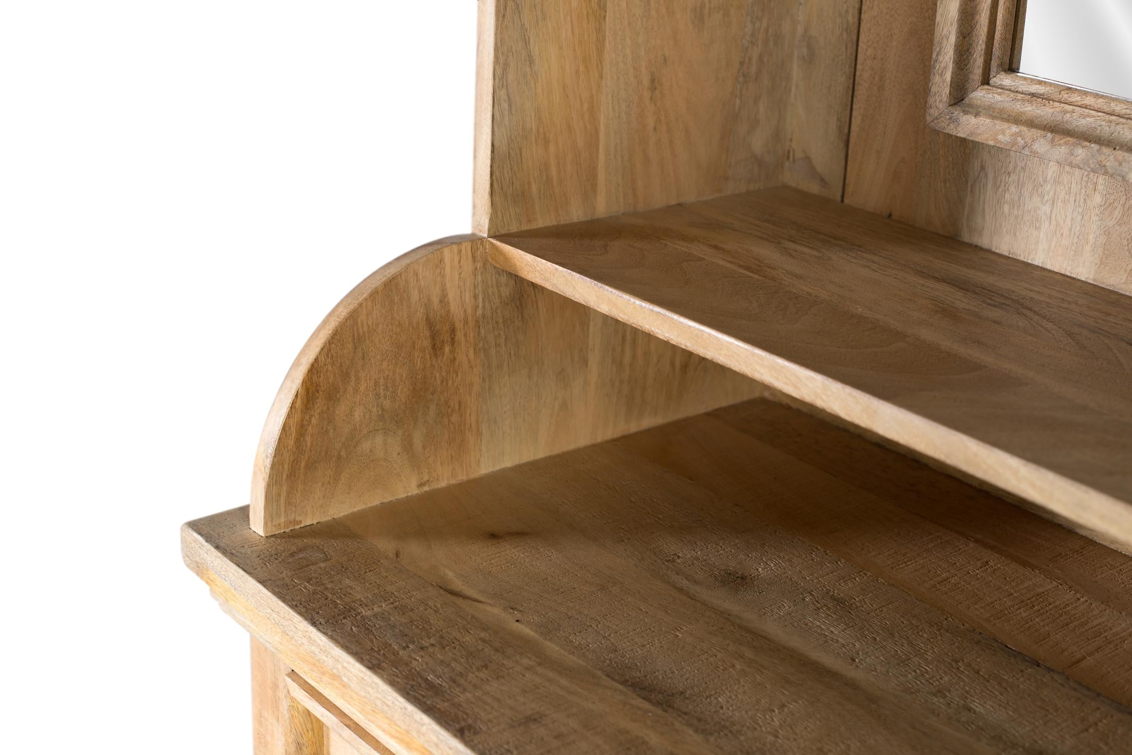 Mobile bar in legno di mango con specchio centrale