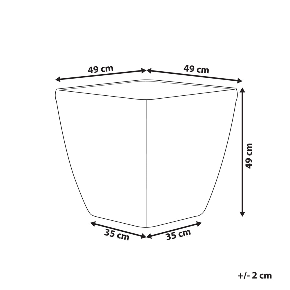 Vaso per piante fioriera in fibra d'argento argilla lucida per esterni 49 x 49 cm per tutte le stagioni