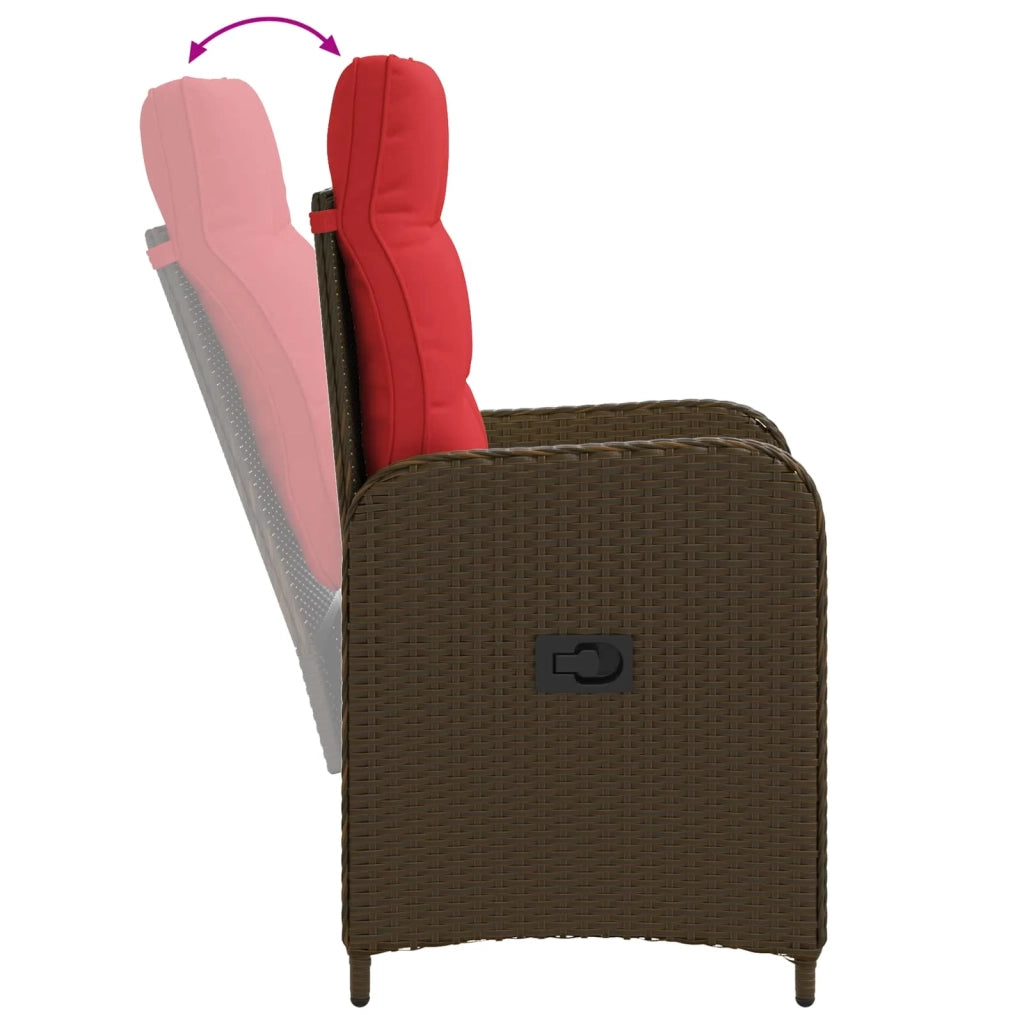 Sedia da giardino reclinabile Marrone e Rosso polyrattan 42027157