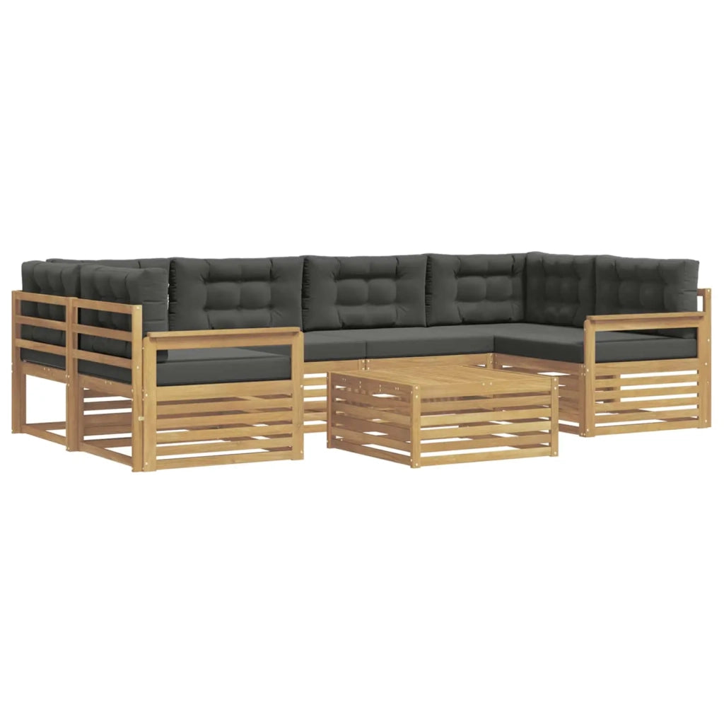 Set di divani da esterno 7 pcs Bianco e Antracite Poliestere