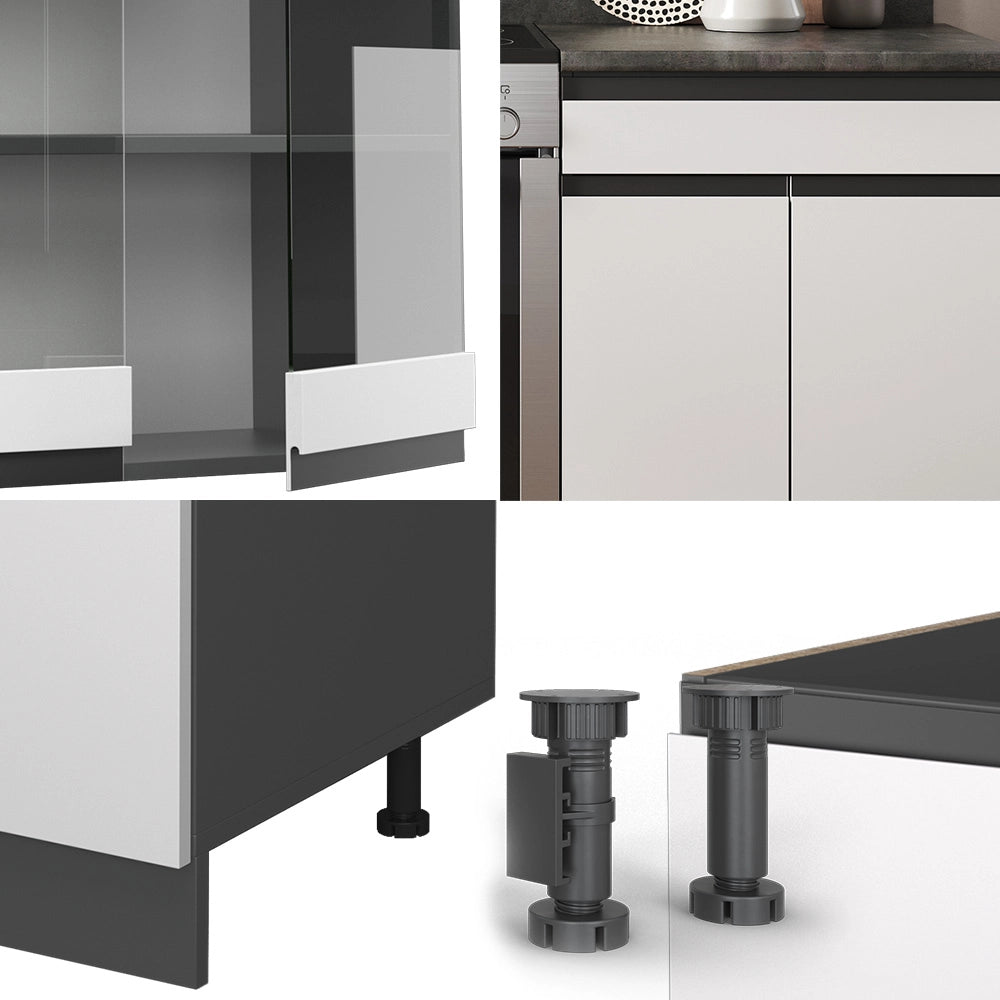 Vicco Cucina componibile Bianco/antracite 200 cm Forma a J