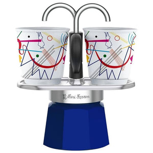Bialetti Mini Express Kandinsky Moka Blu, Argento