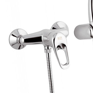 Miscelatore esterno doccia con leva frontale doccino e flessibile remer - serie kiss