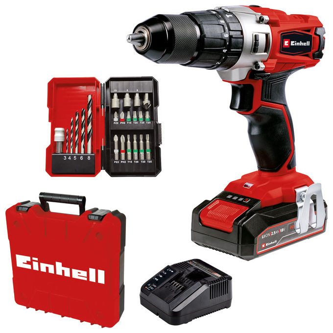 Einhell TE-CD 18/2 Li-i+22 1250 Giri/min 1,14 kg Nero, Rosso