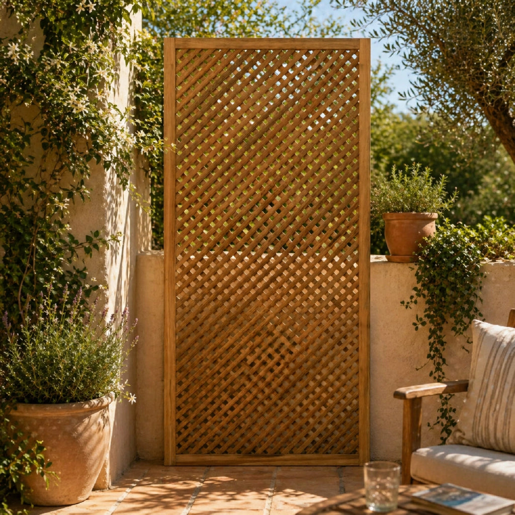 Pannello Grigliato Traliccio In Legno Di Pino Impregnato Per Giardino Balcone E Veranda Supporto Per Piante Rampicanti Privacy Outdoor Resistente Alle Intemperie 90 x 180 Cm Legno Naturale