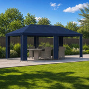 Gazebo da giardino 6 x 3 m Blu Poliestere e Acciaio 190 3376013