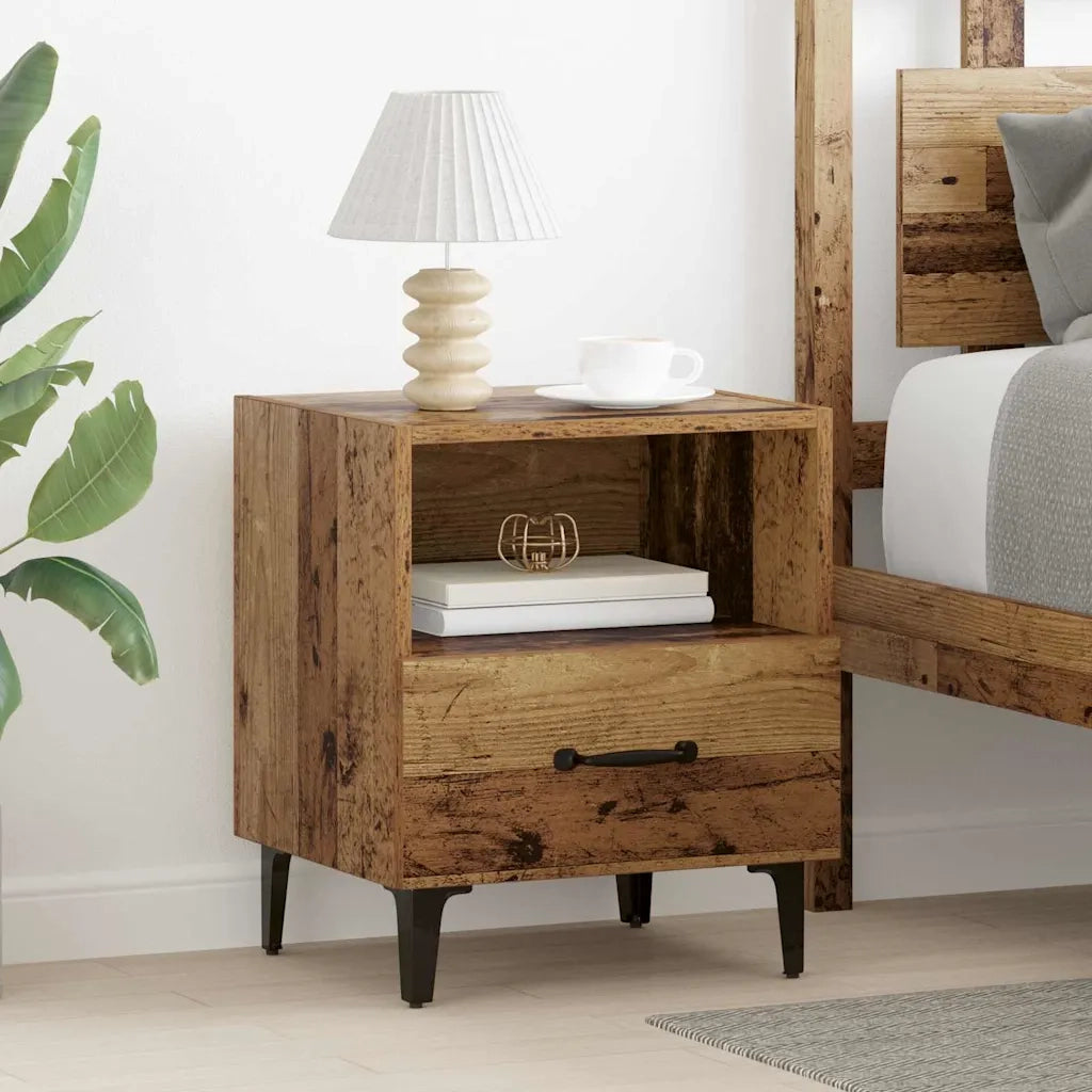 Comodino | Armadio da Notte | Mobiletto da notte con cassetto Legno vecchio 40 x 35 x 47,5 cm