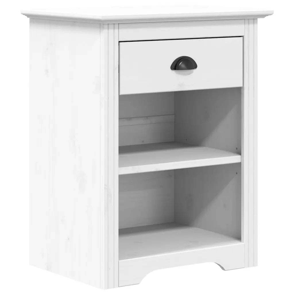 Comodino BODO 53x38,5x66 cm in Legno Massello di Pino Biancocod mxl 126203