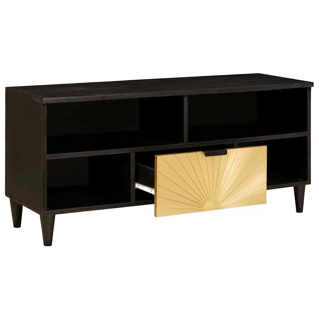 Elegante mobile porta TV moderno con cassetti e ripiani 100 x 33 x 46 cm in legno ingegnerizzato nero 02_0057760
