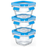 EMSA CLIP & CLOSE N10507 Quadrato Set Blu, Trasparente 3 pz