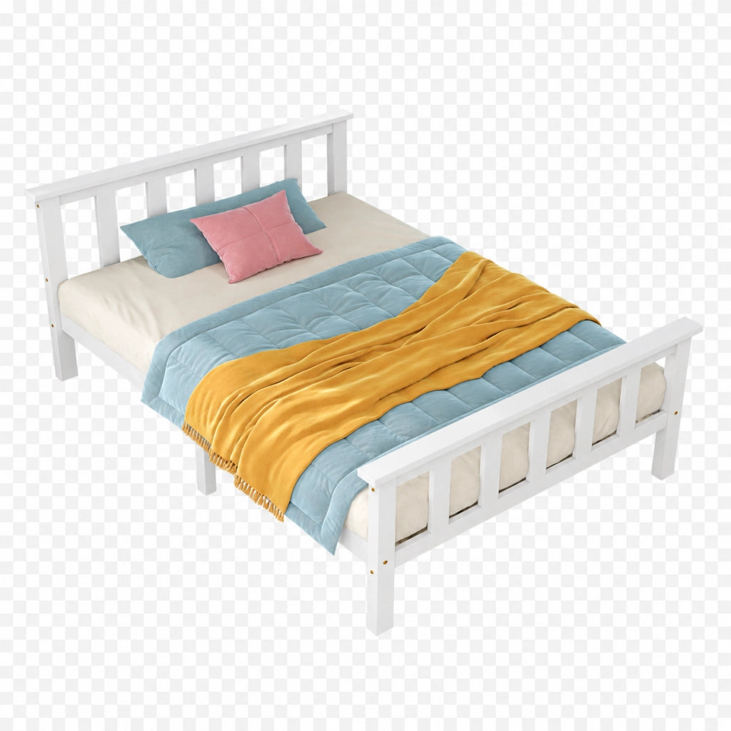 Letto singolo 90x200 cm con rete; design minimalista; legno bianco (Senza materasso)