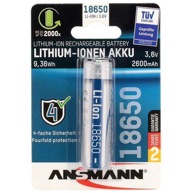 Ansmann Li-Ion Akku 18650 Batteria ricaricabile Ioni di Litio