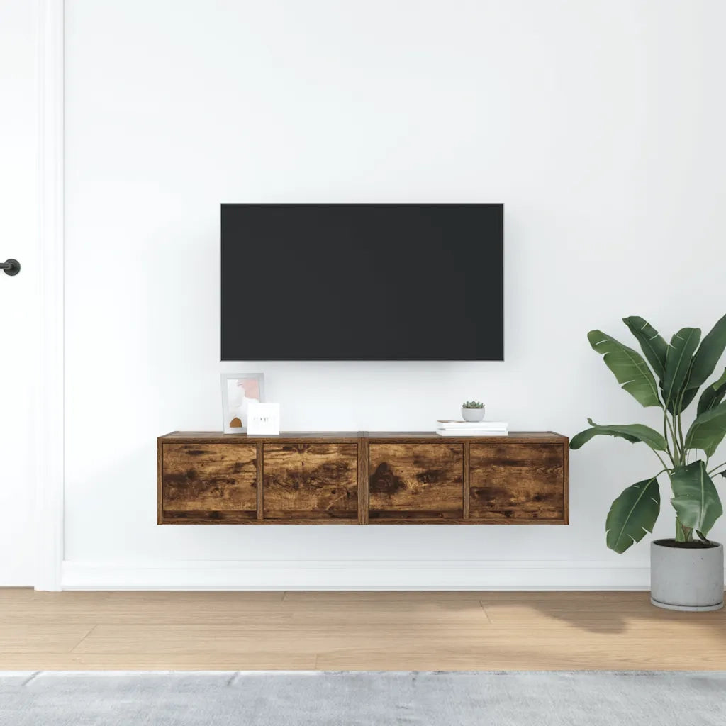 Mobili TV 2 pz Rovere Fumo 60x31x25,5 cm Legno Multistrato 861499