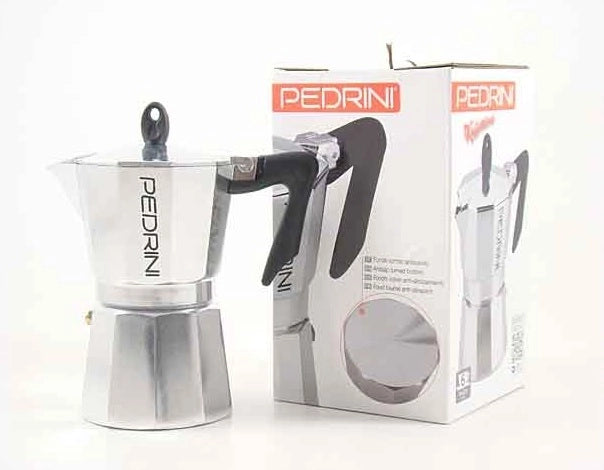 Caffettiera Caffè Moka brillantata manico nero 1 tazze pedrini