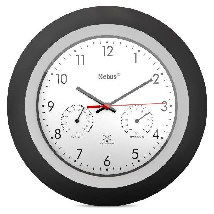Mebus 19449 orologio da parete e da tavolo Orologio digitale Rotondo Nero, Bianco